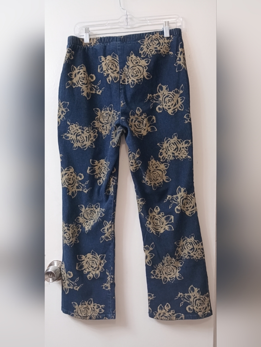 Forenza Blue Pants  Gold Floral Print